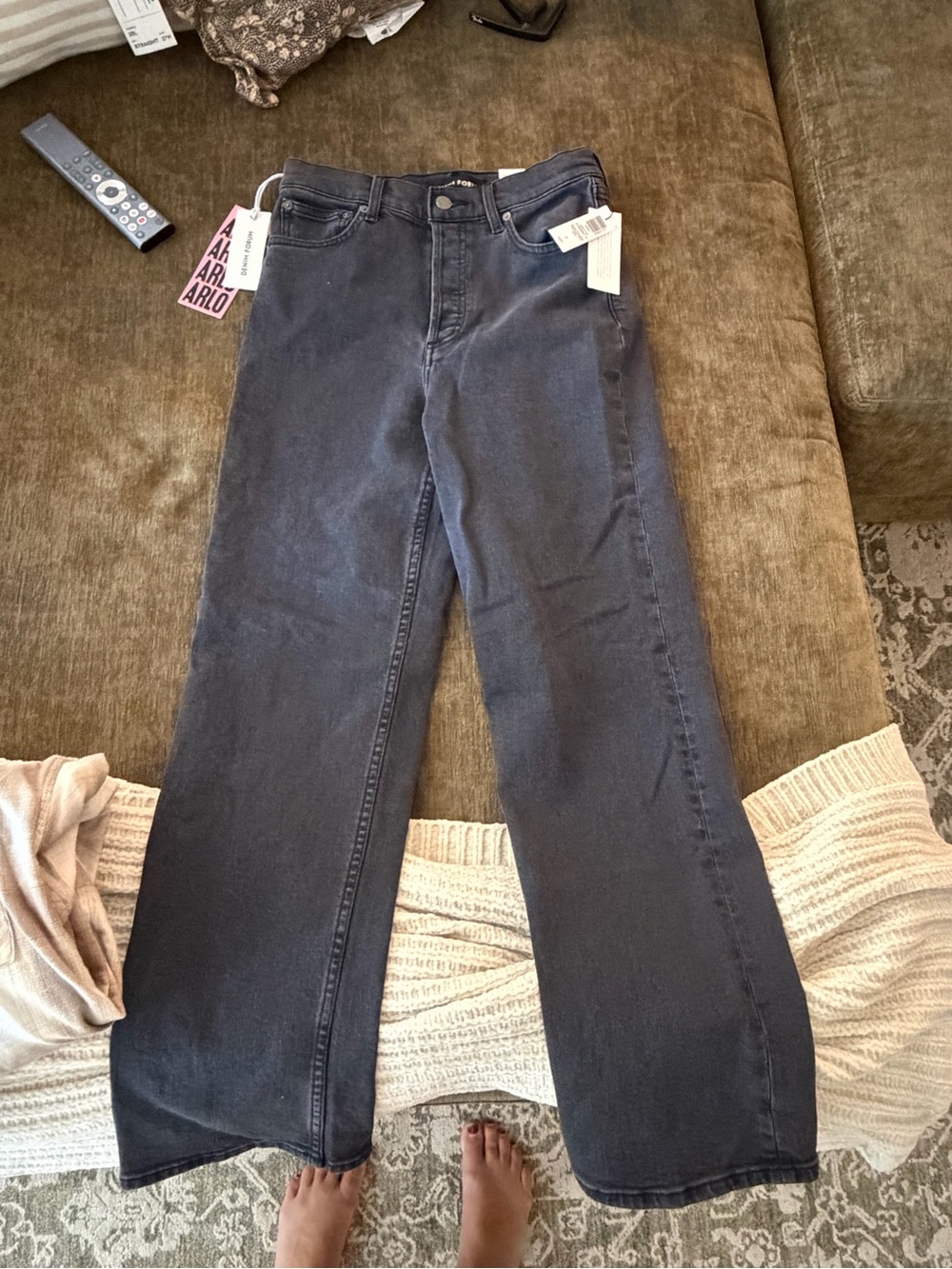 Denim Forum Wide Leg Jeans - Black Wash